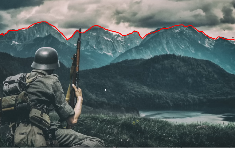 image de montagne dont la crête est surlignée